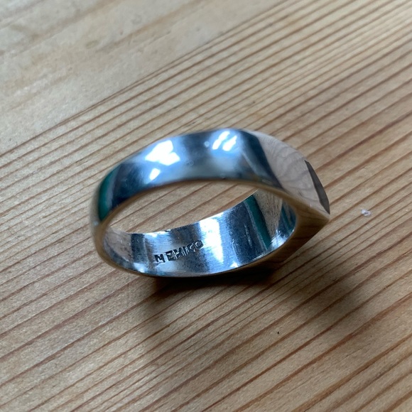 925 Mexico Silver Ring with Dark Agate type stone - Picture 6 of 6